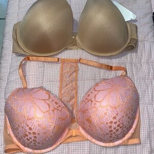 Victoria's Secret Floral Lace Bra - Pink and Tan